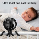 Portable Battery Operated Small Stroller Fan With Flexible Tripod Clip On