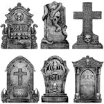 6ct Large Tombstones Halloween Decor Yard Signs with Stakes