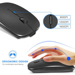 X4 Ultra Thin 2 4Ghz And Bluetooth Wireless Rechargeable Optical Mouse Computer Pc Mice With Usb Adapter For Mac Windows Linux Mouse Wireless Black With Bluetooth 2 4Ghz
