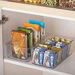 Clear Plastic Food Storage Organizer Bins for Packets, Snacks, Pouches & Spice Packets