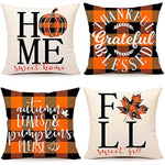 Set of 4 Thanksgiving Buffalo Check Farmhouse Decorations
