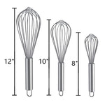 Whisks For Cooking 3 Pack Stainless Steel Whisk For Blending Whisking Beating And Stirring Enhanced Version Balloon Wire Whisk Set 8 10 12