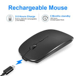 X4 Ultra Thin 2 4Ghz And Bluetooth Wireless Rechargeable Optical Mouse Computer Pc Mice With Usb Adapter For Mac Windows Linux Mouse Wireless Black With Bluetooth 2 4Ghz