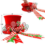 Christmas Candy Canes Tree Topper Hat With Peppermint Bows Ornament