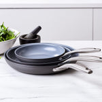 Greenpan Lima Healthy Ceramic Nonstick Frying Pan Skillet Set 8 And 10 And 12 Gray