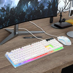 Gaming Keyboard And Mouse Combo K1 Led Rainbow Backlit Keyboard With 104 Key Computer Pc Gaming Keyboard For Pc Laptopwhite