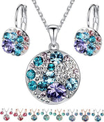 Womens Ocean Bubble Crystal Pendant Necklace Earring Set