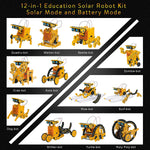 Stem Solar Robot Toys 12 In 1 190 Pieces Solar And Cell Powered 2 In 1 Educational Diy Assembly Kit Science Building Set Gifts For Kids Aged 8