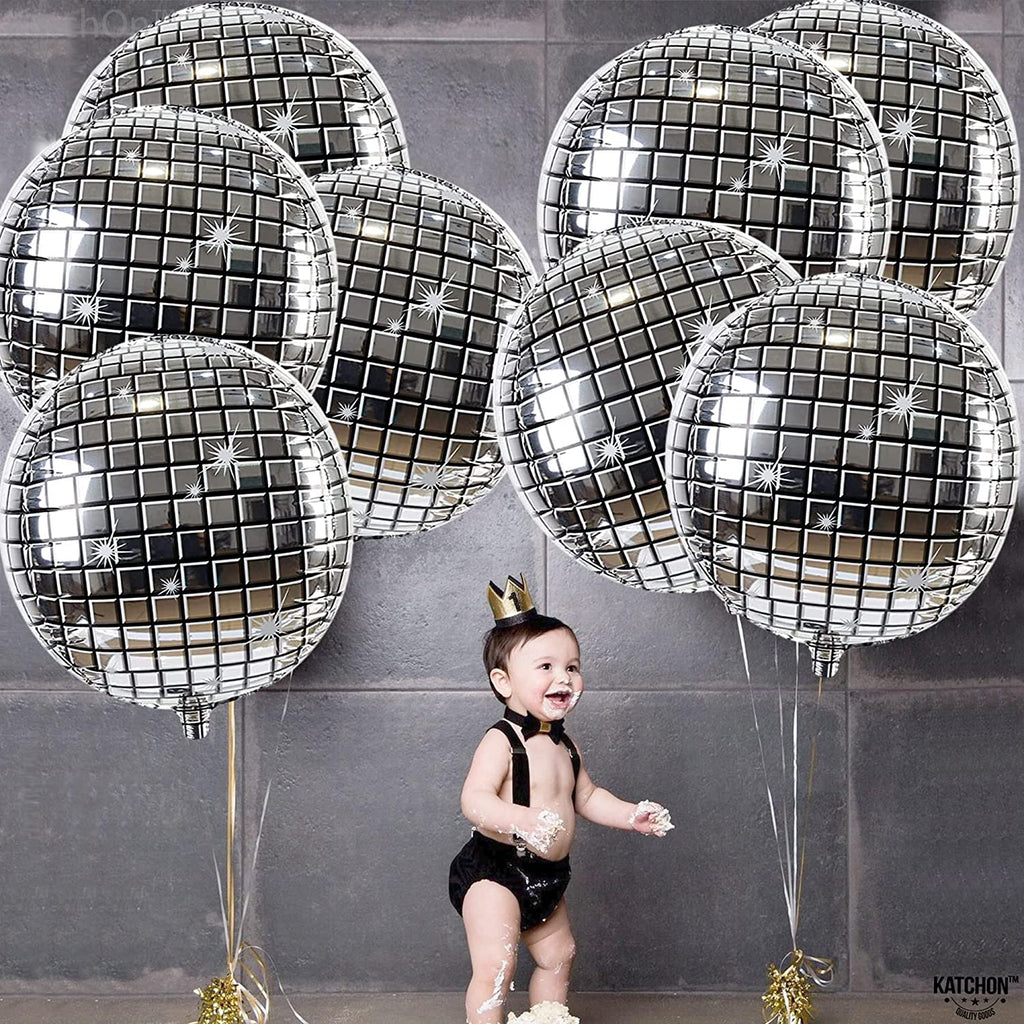 Large 22 Inc Pack of 12 Silver Disco Ball Party Decoration Balloon