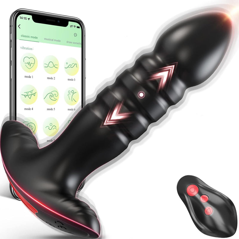 App-Controlled Anal Plug Vibrator for Men & Women, 7 Thrusting & Vibration Modes