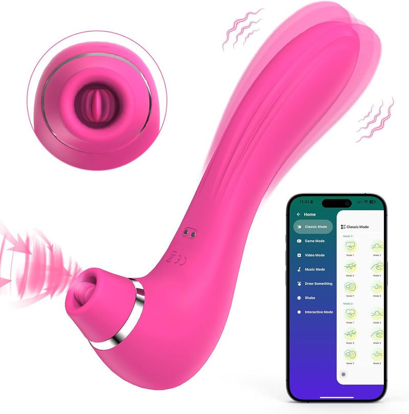 4-in-1 Clitoral Sucking & Licking Vibrator with APP Control, 9 Vibration Modes