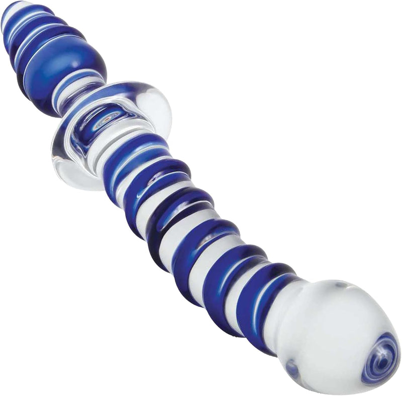 Double-Ended Glass Dildo & Butt Plug – Curved, Textured, 9" for G-Spot & Prostate Play