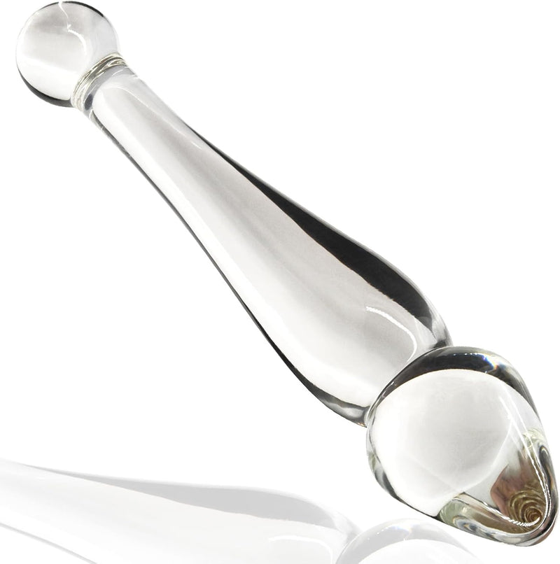 8.1" Double-Ended Glass Dildo – Tapered & Round Ball Design for Versatile Pleasure