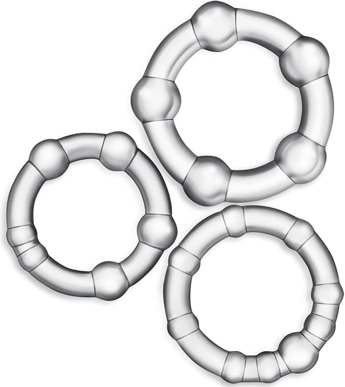 3 Pcs Silicone Ring Set for Men – Stretchable Performance Support Rings, Multi-Size, Transparent