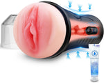 Vibrating Male Masturbator with 7.5" Textured Sleeve, Soft Realistic Stroker