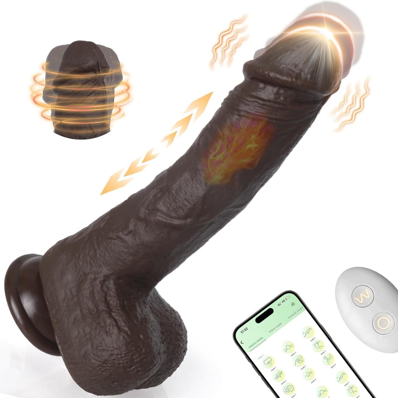 8.9” Thrusting Dildo with App Control, 9 Vibration & 3 Thrusting Modes, Suction Cup