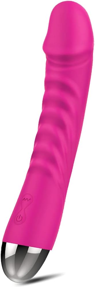 Silent G-Spot Vibrator Dildo with 10 Modes, Soft Waterproof Massager for Women