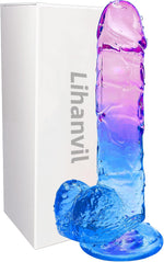 7.8” Clear Silicone Gradient Dildo with Suction Cup for Vaginal & Anal Play
