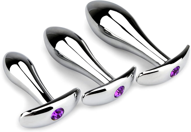 3PC Metal Anal Plug Set with Diamond Accents, Prostate Massager for Co BlessMyBucket 3PC Metal Anal Plug Set with Diamond Accents, Prostate Massager for Co BlessMyBucket