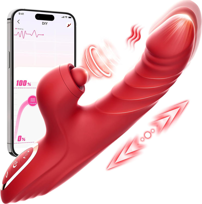 Thrusting G-Spot & Clitoral Vibrator – 10 Vibration, 7 Thrust Modes, Licking Rabbit