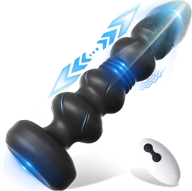 Thrusting Vibrating Prostate Massager – Remote Control Anal Plug with 10 Modes