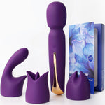 4-in-1 Wand Vibrator Kit – Ultra-Quiet Toy with 3 Attachments & 10 Modes