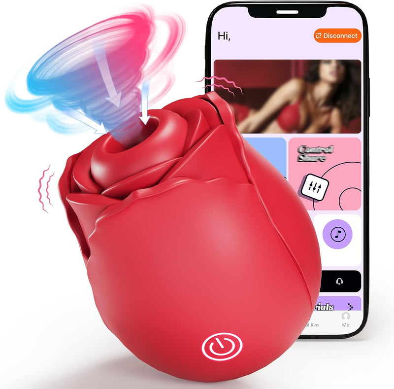 App-Controlled Rose Sucking Vibrator – 10 Modes for Clitoral & Nipple Stimulation