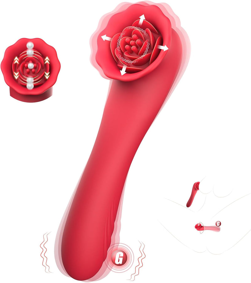 2-in-1 Rose Vibrator with 9 Modes | Clitoral, G-Spot & Nipple Stimulator for Women