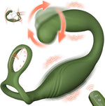 C-Shaped Prostate Massager with Dual Cock Rings & Remote Control for Couples