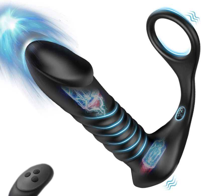 Thrusting Anal Vibrator with 3x10 Vibrations, Telescopic Prostate Massager