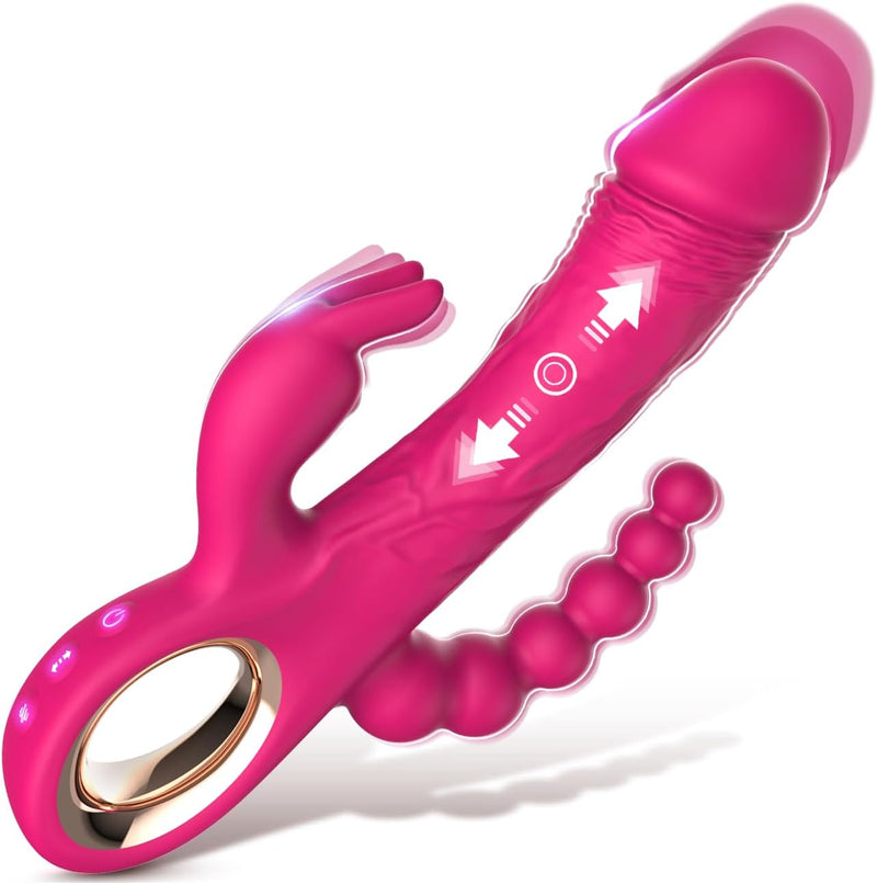 Thrusting Rabbit Vibrator with Multiple Speeds, G-Spot & Anal Stimulation, Adult Toy