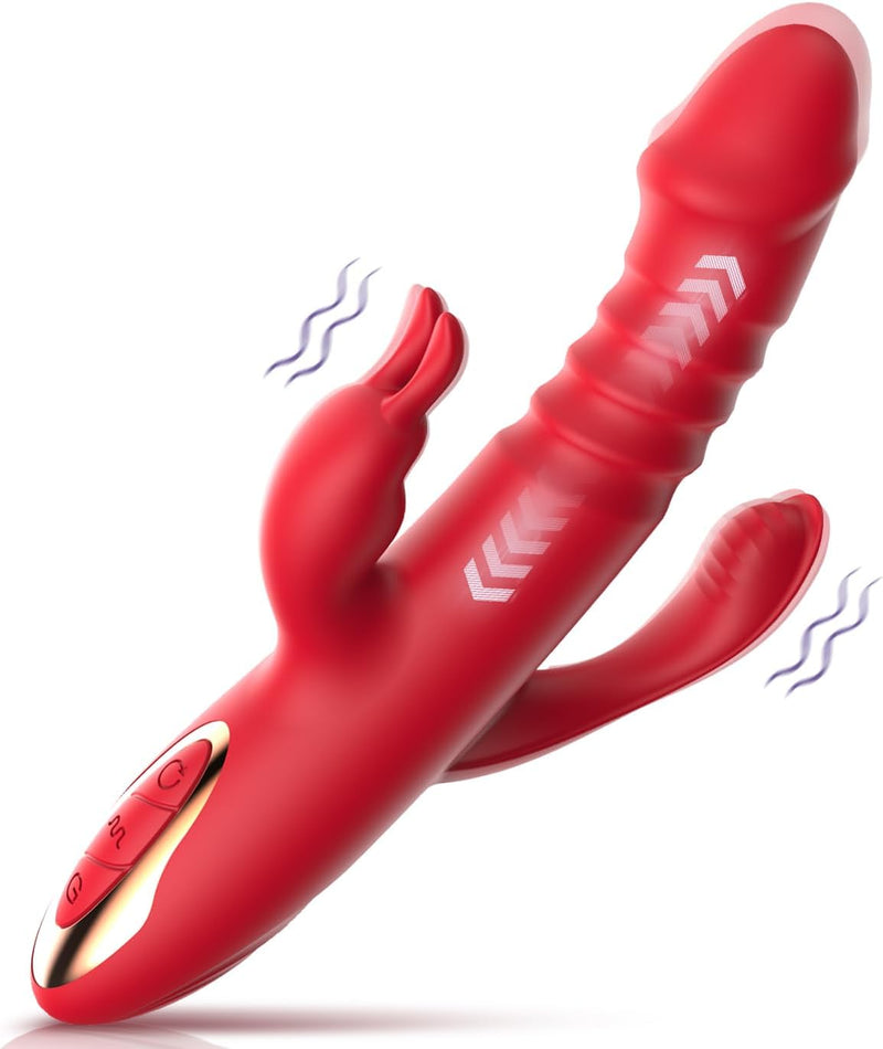 3-in-1 Thrusting Rabbit Vibrator with 12 Modes – G-Spot & Clitoral Stimulation