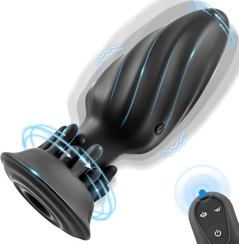 Remote-Controlled Anal Plug with 10 Rotation & Vibration Modes for Prostate Stimulation