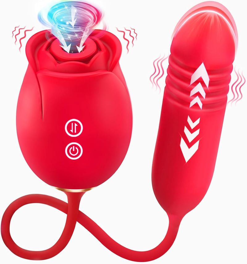 Upgraded Rose Vibrator – 9 Suction & 9 Thrusting Modes, G-Spot & Clitoral Stimulator
