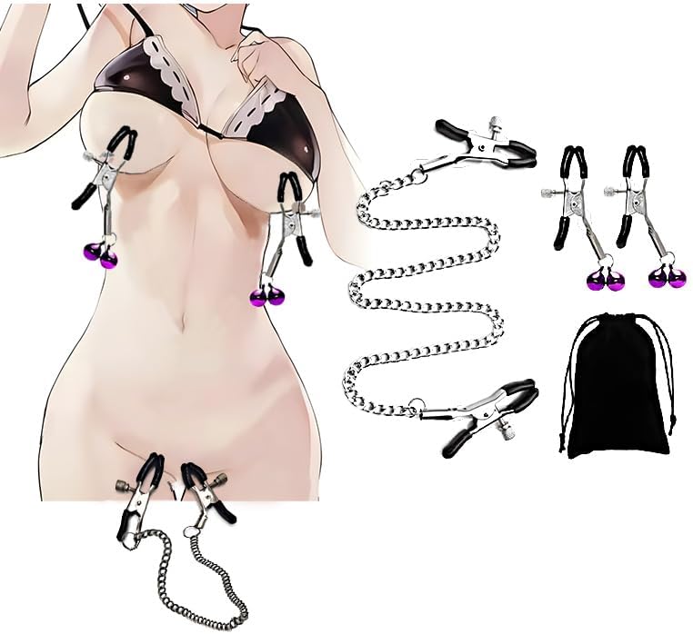 Adjustable Non-Piercing Metal Nipple Clamps – Decorative BDSM Clips for Couples   2/2