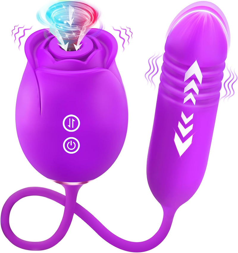 Rose Vibrator for Women, 18 Sucking & Thrusting Modes, G-Spot & Clitoral Stimulator