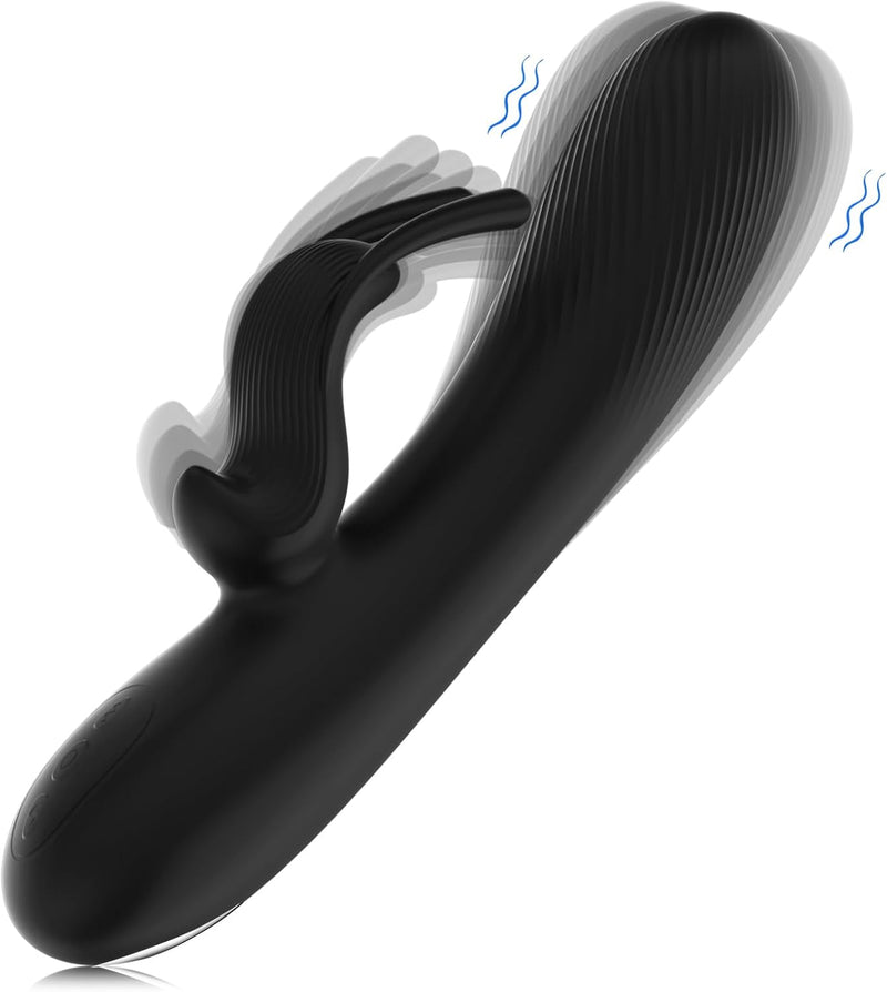 Rechargeable Rabbit Vibrator with Dual Motors & 10 Modes for G-Spot & Clitoral Pleasure