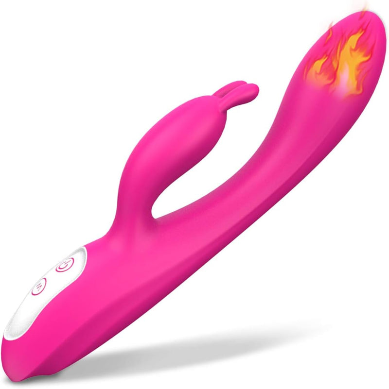 G-Spot Rabbit Vibrator with Heating, 9 Vibration Modes, Dual Motor for Couples