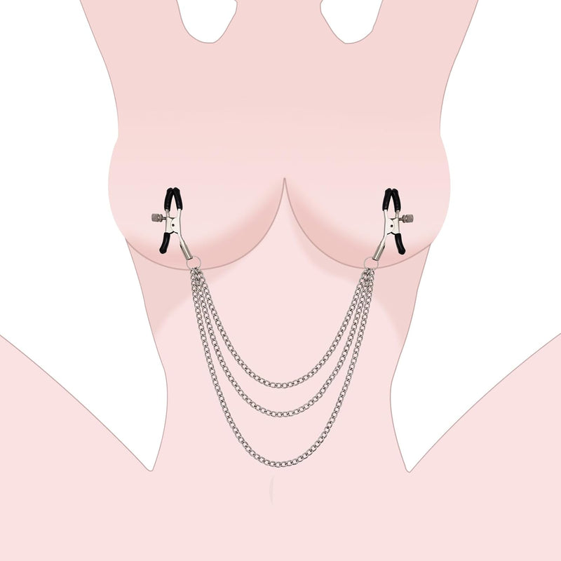 BDSM Nipple Clamps with Chain, Sex Toys for Men & Women, Fetish Bedroom Play