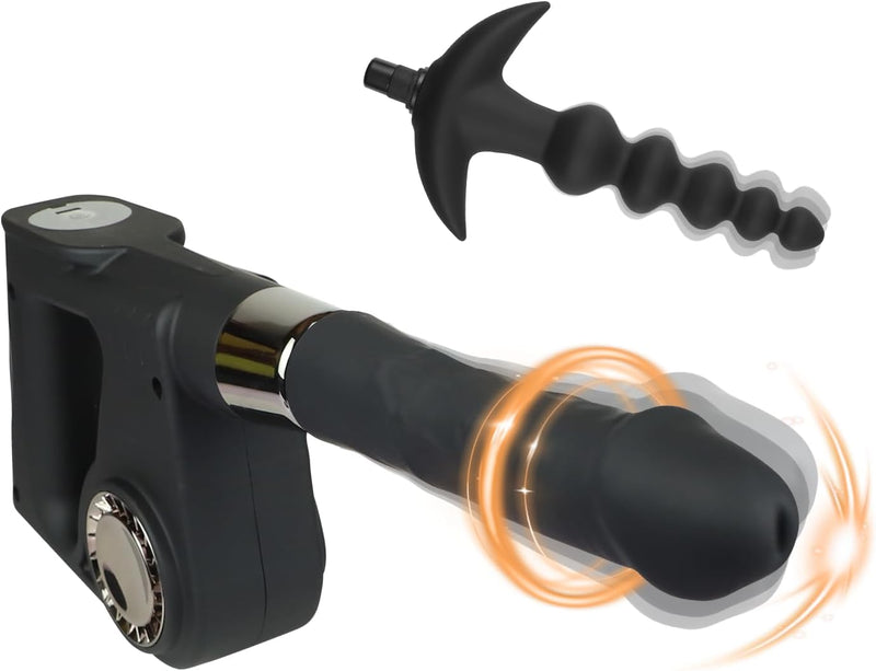 Handheld Sex Machine with Vibrator, Dildo, Anal Plugs, Thrust Modes for All