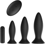 3Pcs Vibrating Anal Plug Set with Remote, 9 Vibration Modes, Suction Base