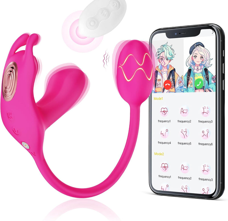 3-in-1 Rabbit Vibrator with App Remote Control, 6x6x6 Modes, G-Spot & Anal Stimulator