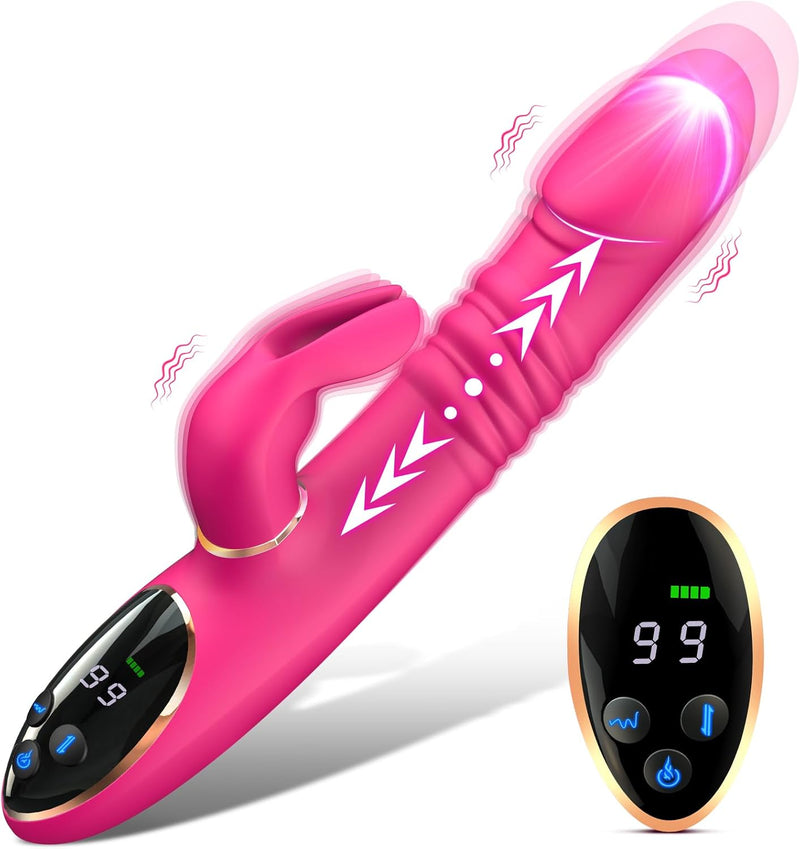 Thrusting Rabbit Vibrator - 3-in-1 G-Spot & Clitoral Stimulator with 9 Modes