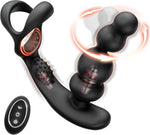 Remote-Controlled Prostate Massager with Anal Beads & Vibrating Cock Ring for Men