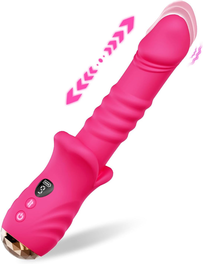 Thrusting G-Spot Vibrator with 9×9 Modes, Realistic Dildo & LED Display for Women
