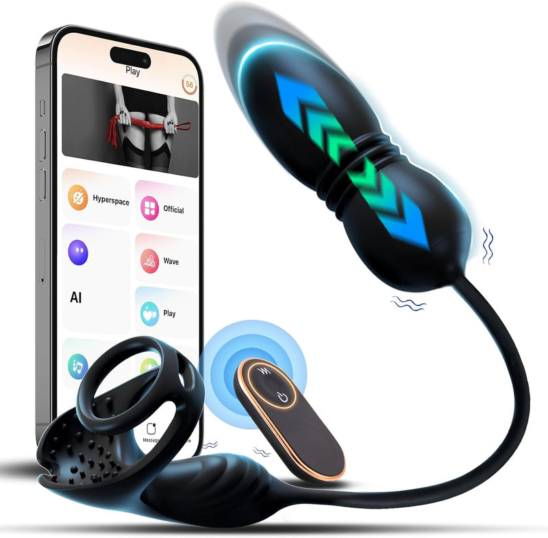 Thrusting Prostate Massager – App Control, 8 Modes, Vibrating Butt Plug & Cock Ring