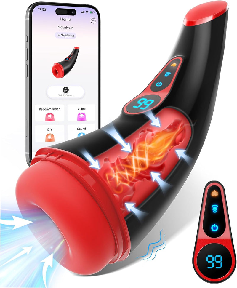 APP-Controlled Male Masturbator - 9 Sucking & Vibrating Modes, 3D Textured Sleeve