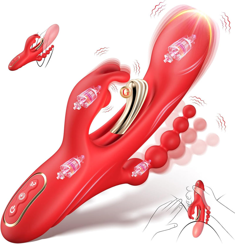 4-in-1 Rabbit Vibrator with Anal Beads & Pen Vibrator – Clitoral & G-Spot Stimulator