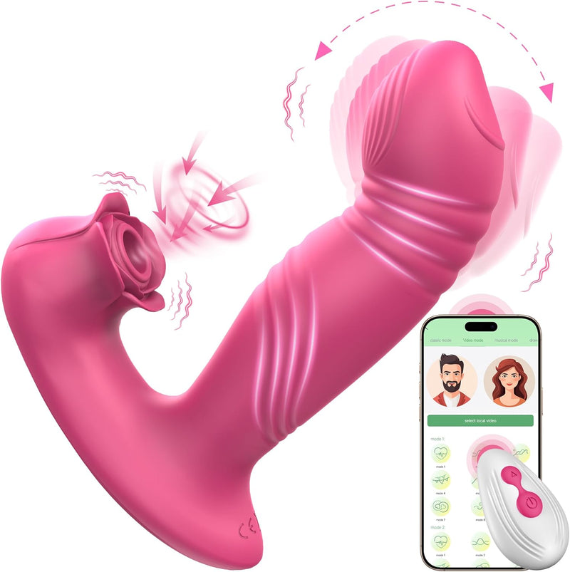 Rose G-Spot & Clitoral Vibrator – 10 Suction, 10 Vibration & 10 Wiggling Modes