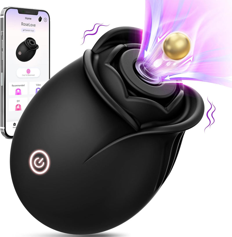 APP-Controlled Rose Vibrator with 9 Suction & Vibration Modes for Clitoral Pleasure